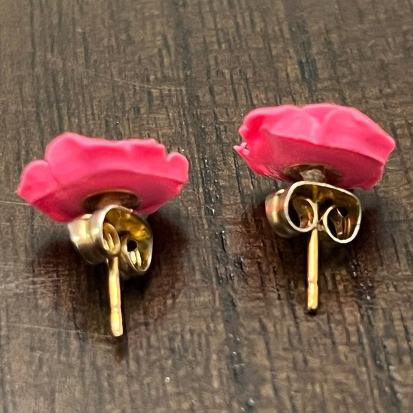 Pink Rose Stud Earrings - Picture 3 of 5